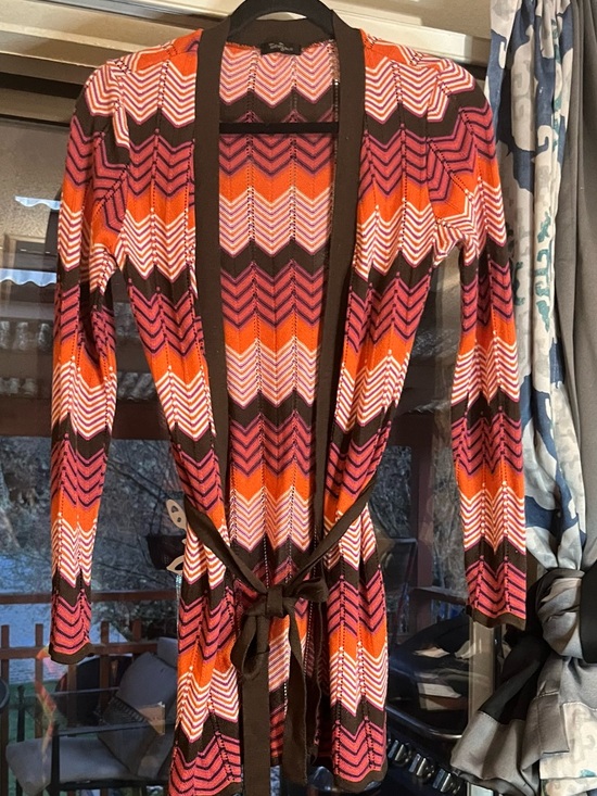Forever 21 Sweaters - Forever 21 Chevron Knit Cardigan in Orange, Pink & Brown